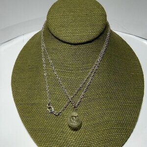 Women`s silver tone dandelion seed glass globe nec